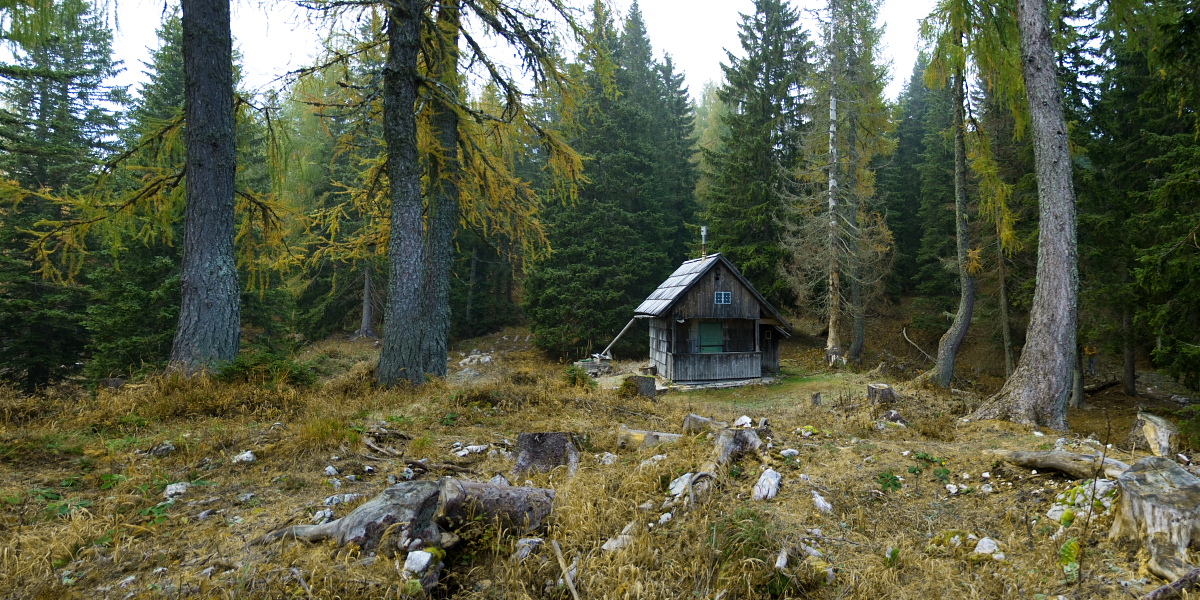 Hunters hut below Krstenica alpine meadow