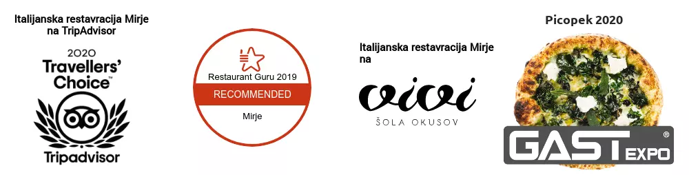 Nagrade in ocene gostov Italijanske restavracije Mirje