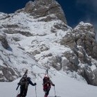 Alpinists are headed towards the ravines